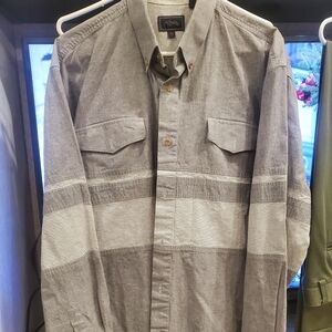 Men's Roper Gray Button-Up Shirt with Stripes